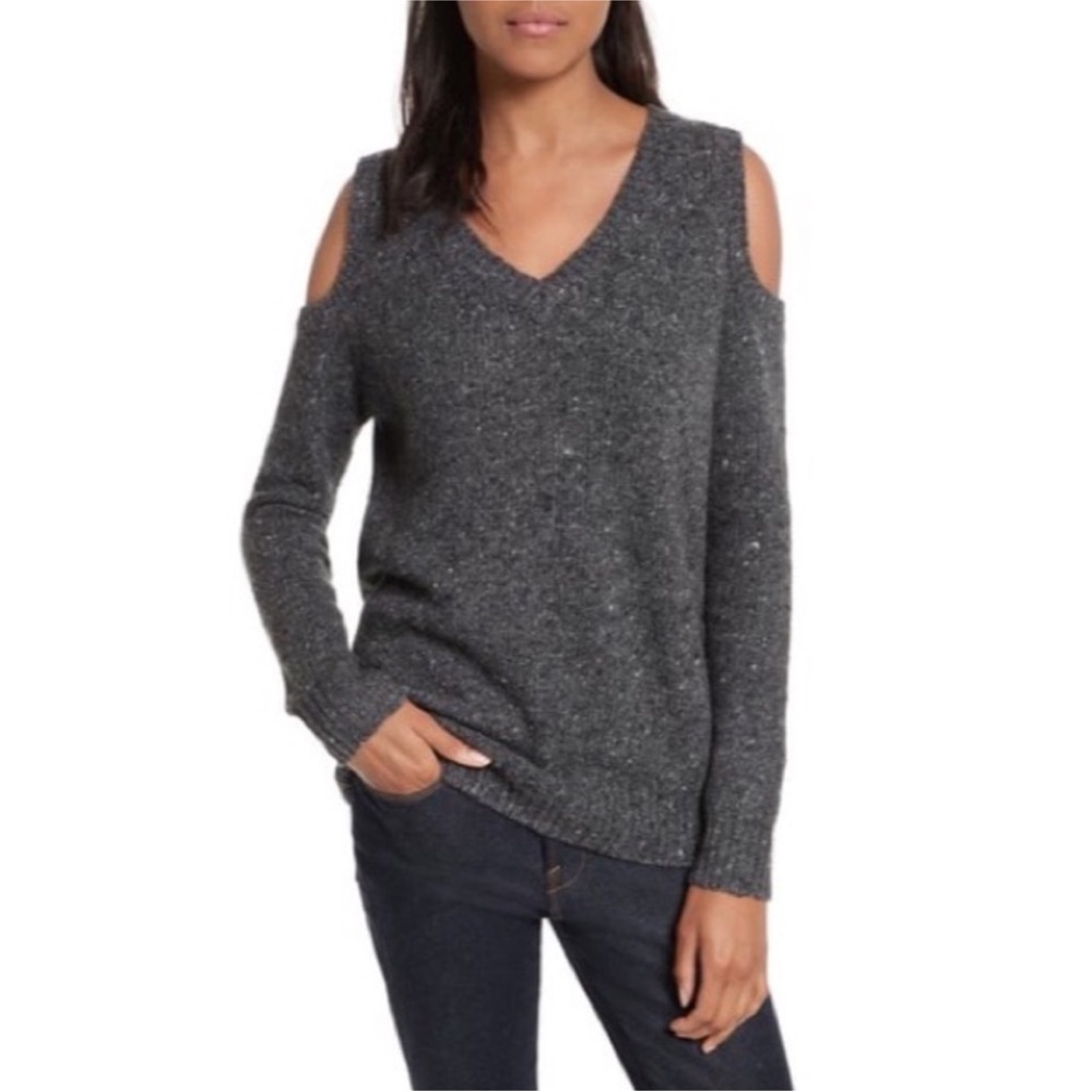 REBECCA MINKOFF WOOL ALPACA COLD SHOULDER SWEATER